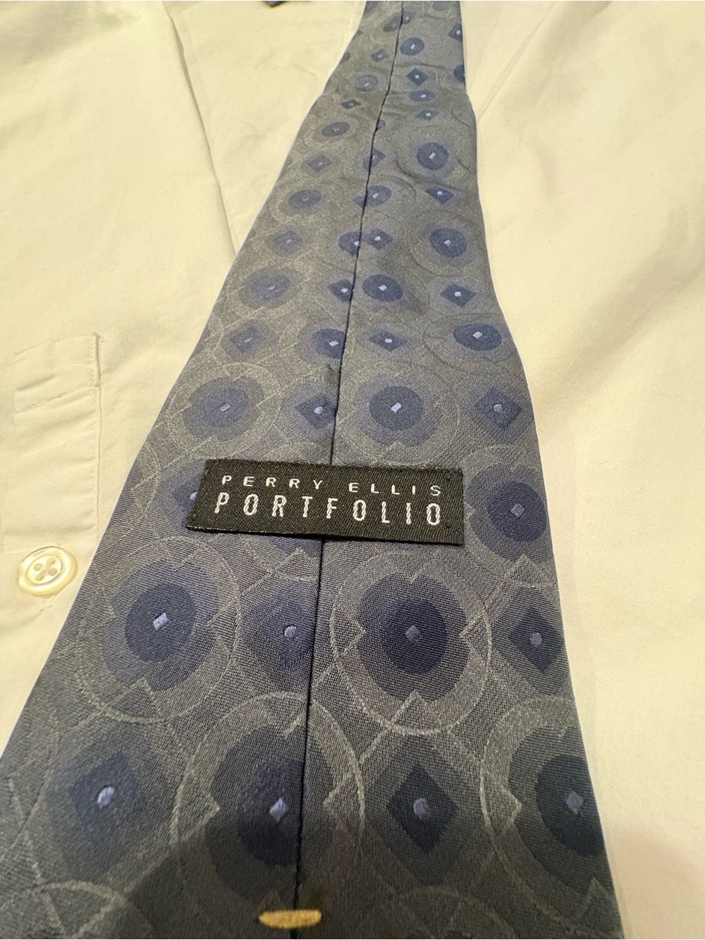 Perry Ellis Gray-Blue Patterned Silk Tie